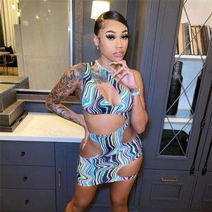 Fashion nightclub hollow slanted shoulder sexy dre